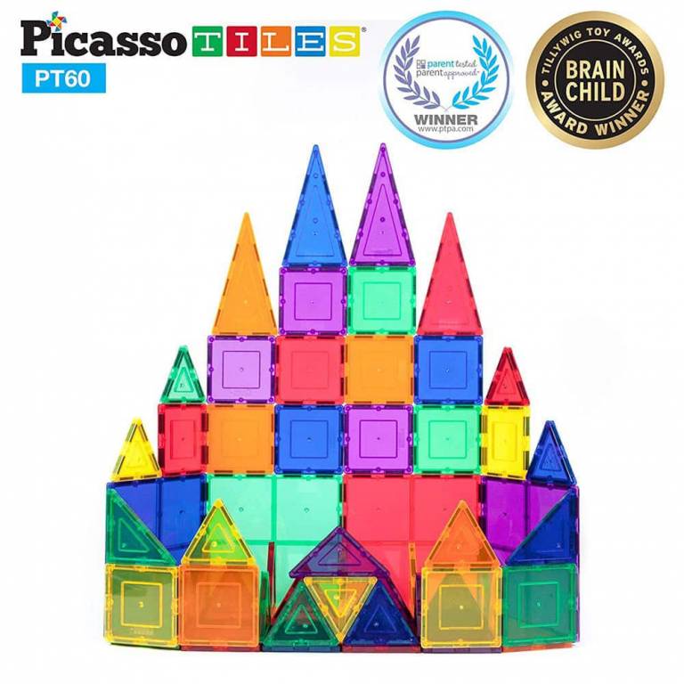 Picasso Tiles 60 Pieces 3D Building Tiles KIDOODLE
