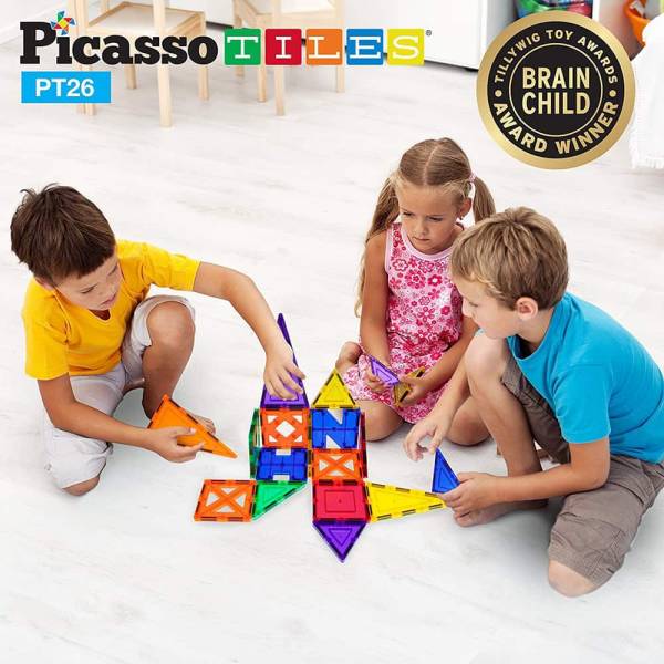 Picasso Tiles – 26 Pieces: 3-D Designer Artistry Kit – KIDOODLE