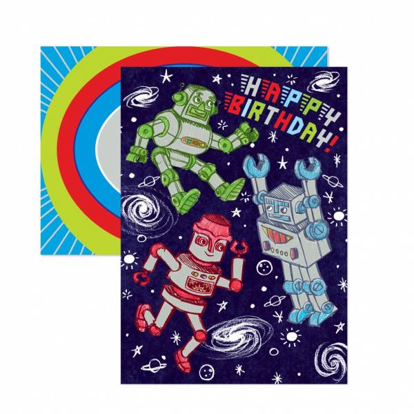 eeboo Silver Robots Birthday Card - Image 2