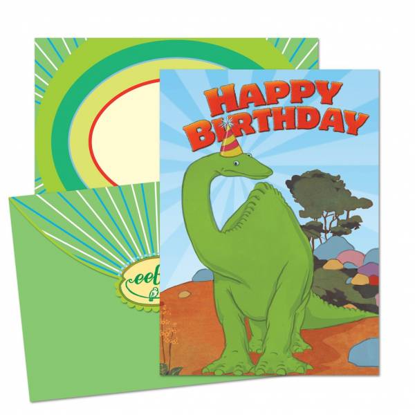 eeboo Gertie Dinosaur in Hat Birthday Card - Image 2